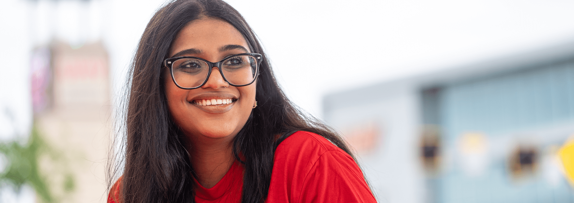 A female student outside on campus