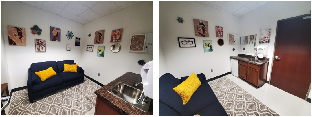 Updated lactation room with new furnishings.