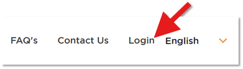 Arrow showing the location of the Login link on the navigation menu.