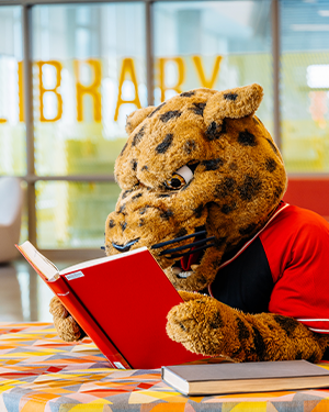 jaX reading a book in the UHV library