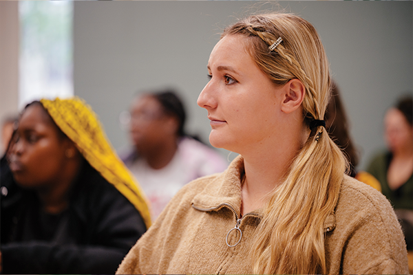 A female student in class.