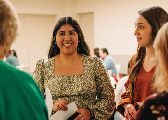 Students receiving admission advice.