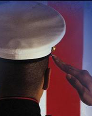 Service person saluting.